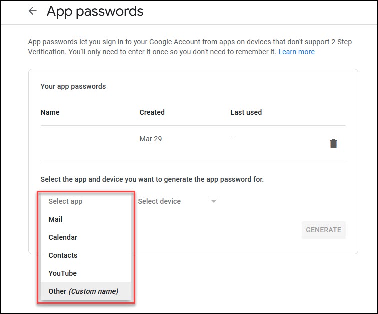 App Specific Passwords